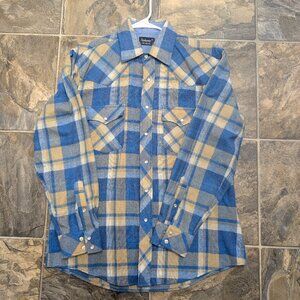 Sundowner Vintage Men's Wool Blend Western Style Pearl Snap Plaid Shirt Size M
